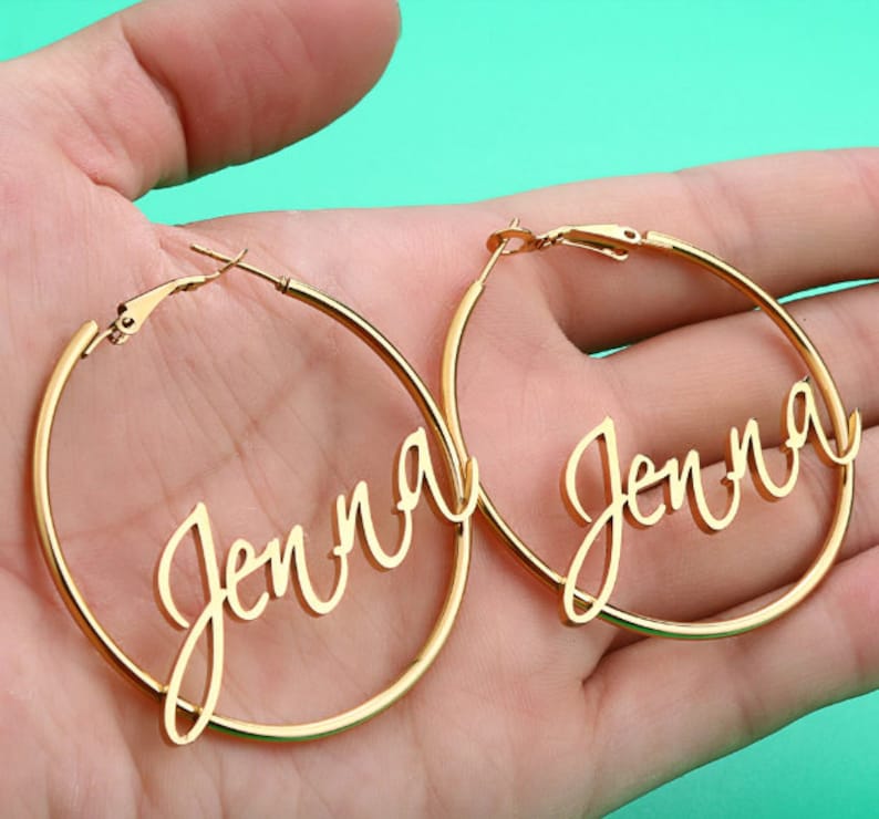Custom Name Hoop Earrings Customized Earrings Name Hoop Etsy