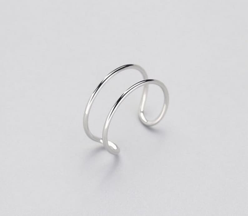 Double-layer Thin Line Ring For Women, Minimalist Ring, Silver E Double-layer Thin Line Ring For Women, Minimalist Ring, Silver E