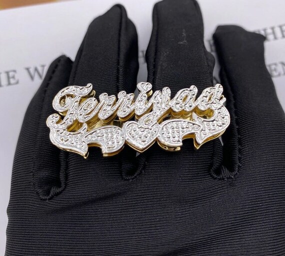 Custom Name Ring Customized Ring Double Color Nameplate Ring