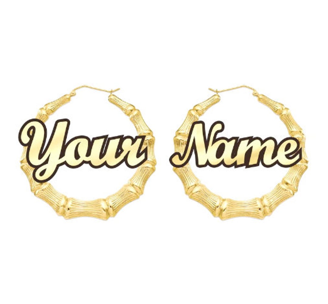 Custom Bamboo Earrings Name Bamboo Earrings Gift for Women Etsy