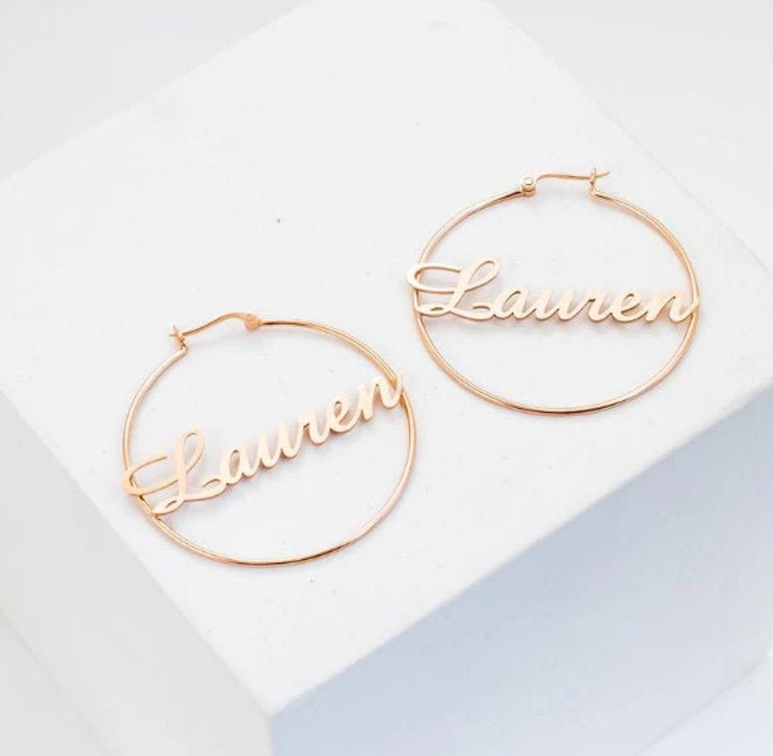 Personalized Hoop Earrings Custom Hoop Name Earrings Silver Etsy