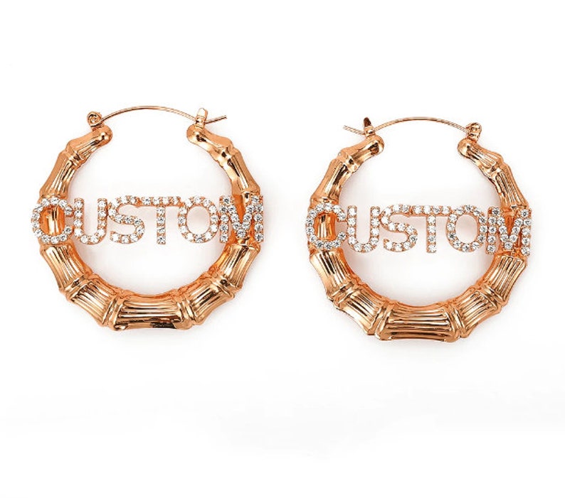 Custom Bamboo Name Earrings Customized Gift Name Bamboo | Etsy