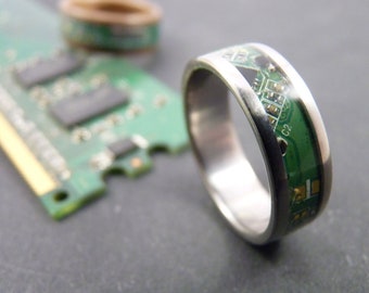 NANOBUG - Bague en titane et circuits imprimés issus de recyclage pour homme et femme