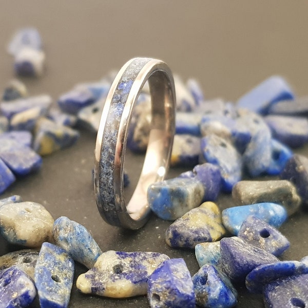 ÉCLATS - Bague titane et lapis-lazuli ou turquoise - Larguer 4mm