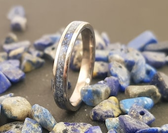 ÉCLATS - Titanium and lapis lazuli or turquoise ring - Width 4mm
