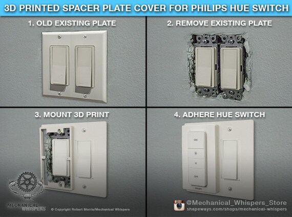 Philips Hue Dimmer Switch Plate 3d Printed Spacer Plate For Philips Hue Switch Us Decora Double Gang Dimmer Switch Plate Cover Spacer