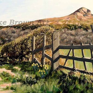 Rise to Roseberry Topping print of North Yorkshire Moors from original oil painting