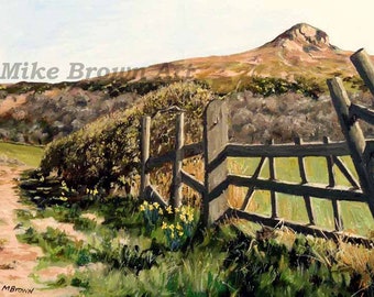 Rise to Roseberry Topping print of North Yorkshire Moors from original oil painting