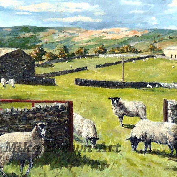 Open Gate print of Wensleydale Yorkshire from an original oil painting