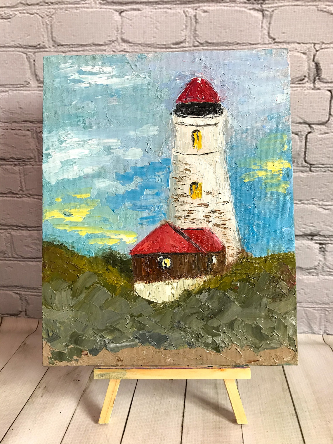 Lighthouse Michigan Painting Landscape Original Artwork Etsy
