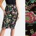 Flower jacqard skirt, big flower skirt, black pencil skirt, free shipping, classic flower skirt, peony skirt, rose skirt