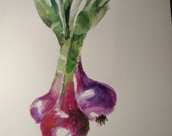 Watercolor Painting Original Aquarelle vegetables Nature Picture Unique Gift Home Decor Classic Handmade Botanical Illustration Wall Art