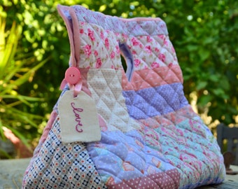 Patchwork Bag , Quilted Bag ,Knitting Project Bag , MADE TO ORDER