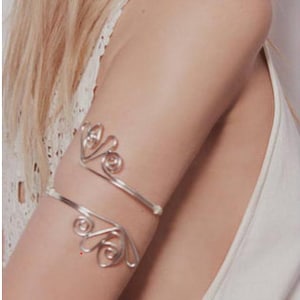 Upper Arm Bracelet, Summer Beach Jewelry, Gold Upper Arm Cuff, Wide arm bracelet, Metalwork bracelet, Gold Bracelet, Silver armband, Armband