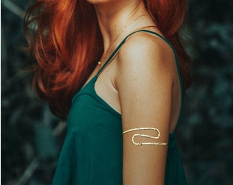 Upper Arm Bracelet, Summer Beach Jewelry, Gold Upper Arm Cuff, Wide arm bracelet, Metalwork bracelet, Gold Bracelet, Silver armband, Armband