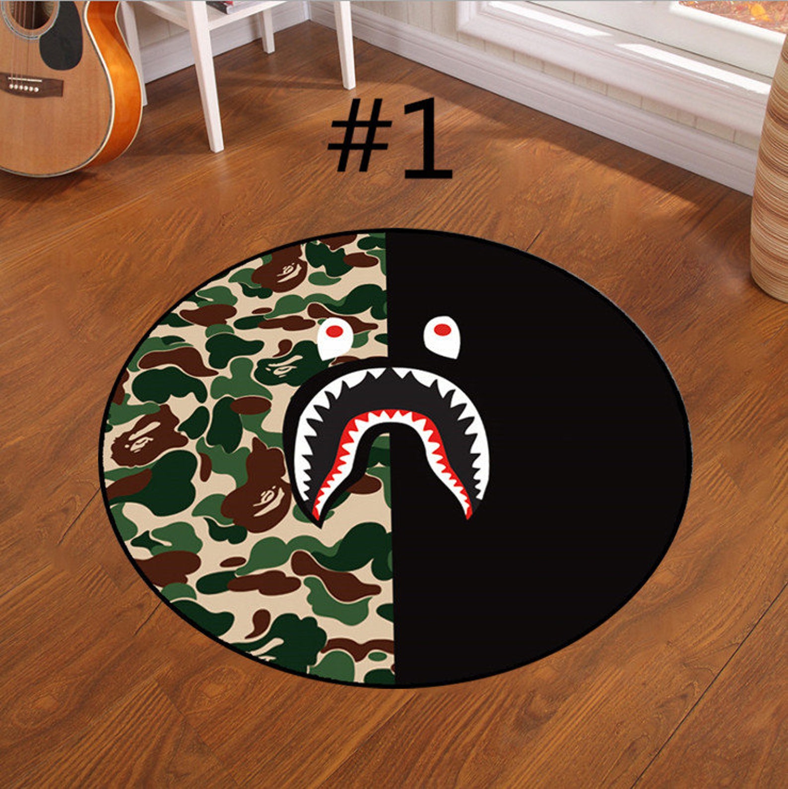 Street Fashion BAPE Shark A BATHING APE Round Floor Rug 3D Etsy