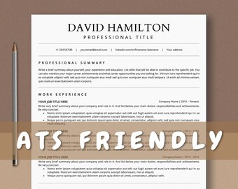 ATS Friendly Resume Template, ATS Optimized CV Template For Word & Mac Pages, Professional Simple Resume, Cover Letter, References Templates