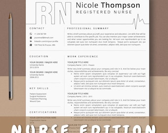 Nurse Resume Template, Professional RN, Creative CV (For Word & Pages)