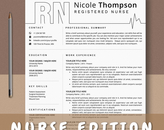 Nursing Resume Template Google Docs, Registered Nurse RN, Canva CV ...