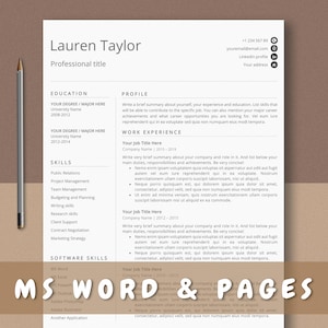 CV Template, Professional Resume Template Pages & Word,  Classic Resume No Photo, Resume and Cover Letter Template 2025, Instant Download