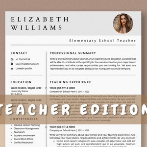 Plantilla de currículum de profesor para Ms Word y Mac Pages, CV de profesor, currículum vitae de educador, plantilla de currículum y carta de presentación profesional