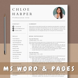 Resume Template, CV Template Apple Pages & Word, Modern Professional Resume Templates Word, Resume with Photo 2025, Resume and Cover Letter