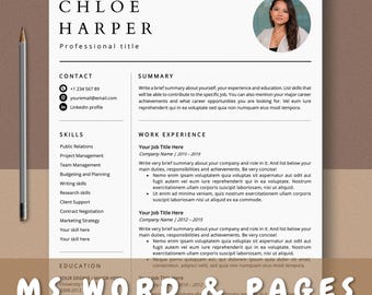 Modern Resume Template, CV with Cover Letter (Word & Pages)