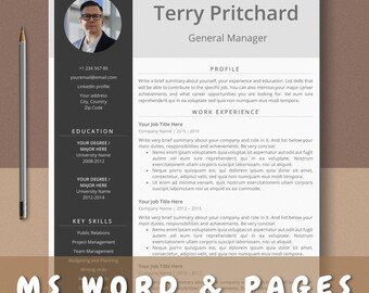 Plantilla de currículum profesional, CV y carta de presentación para Word, páginas