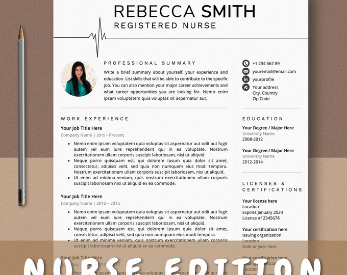Nursing Resume Template Google Docs, Registered Nurse RN, Canva CV ...