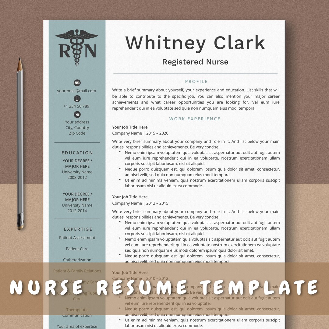 Nurse Resume Template, Medical Resume, RN Resume Template Word ...