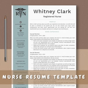 Nurse Resume Template, Medical Resume, RN Resume Template Word, Registered Nurse, Nursing Resume Pages Instant Download
