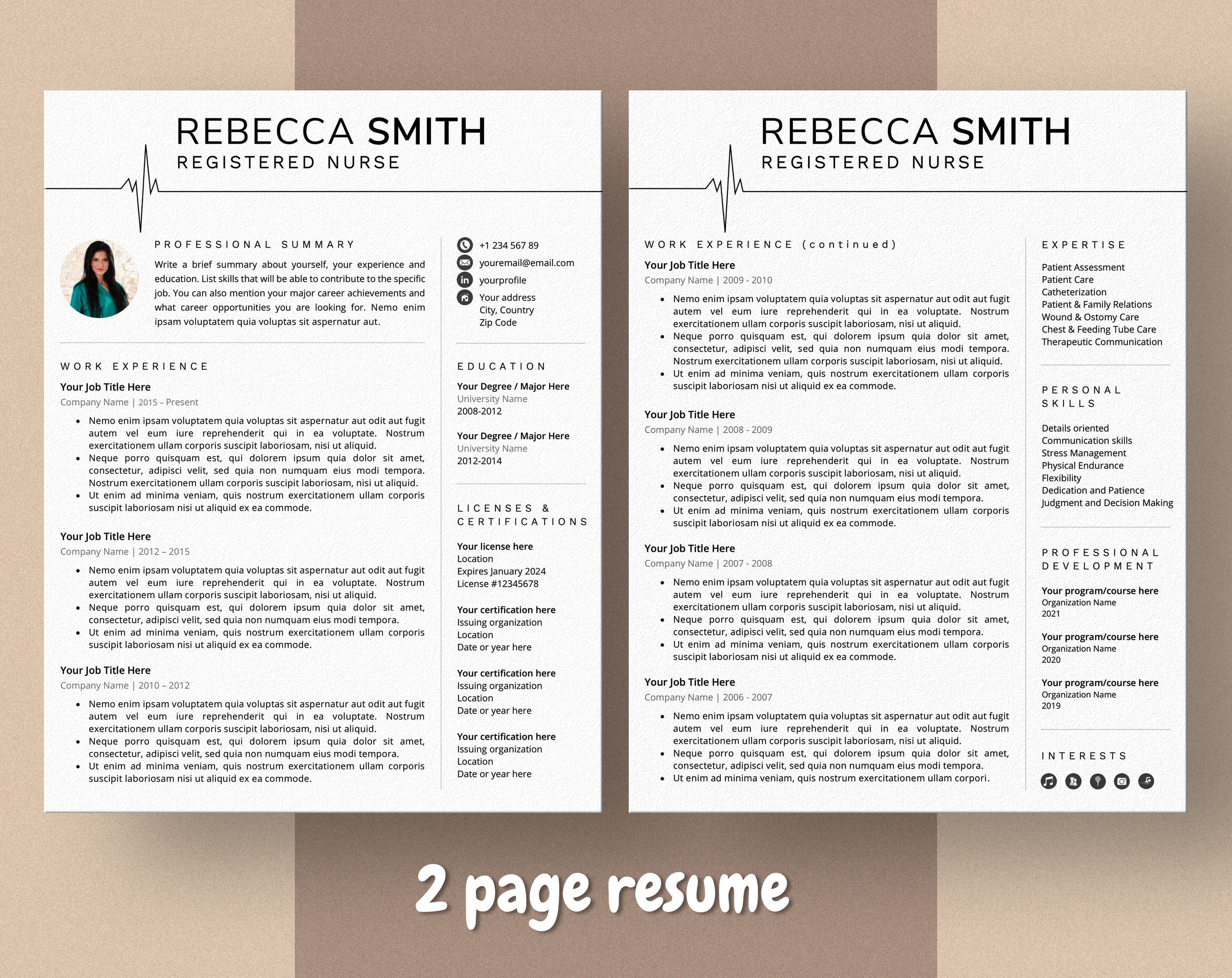 Usrn Cv Example Nurse Resume Template, RN CV, Modern Design (for Word & Pages) - Etsy