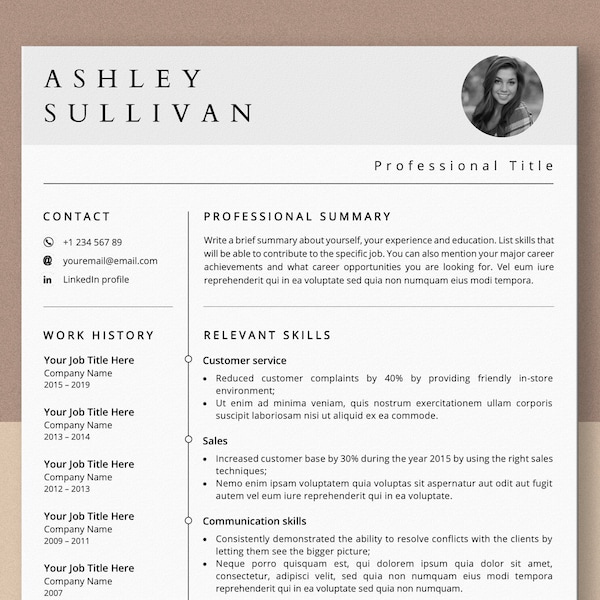 Skills-based Resume Template, Career Change Resume, Functional Resume Template, Functional CV, Cover Letter and References Template Word