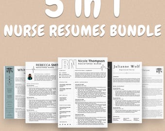 Paquete de plantillas de currículum para enfermeros, CV de enfermeros registrados, carta de presentación (MS Word y Pages)