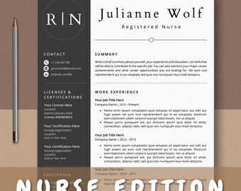 Nurse Resume Template, RN CV Template for Word and Pages