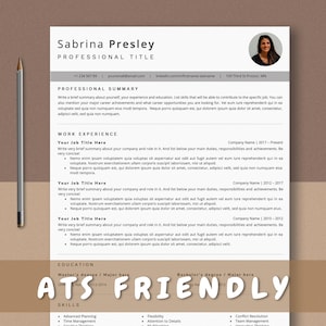 ATS Optimized Resume Template, ATS Friendly CV Template For Word, Mac Pages, Professional Curriculum Vitae Template, Resume With Photo