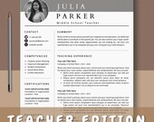 Teacher Resume Template, CV Cover Letter (Word, Pages, Instant Download)