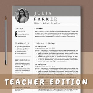 Teacher resume and cover letter template, Teacher CV template, Teaching curriculum vitae, Education job resume instant download, Word, Pages