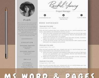 Professional Resume Template, CV, Cover Letter (Word & Pages)