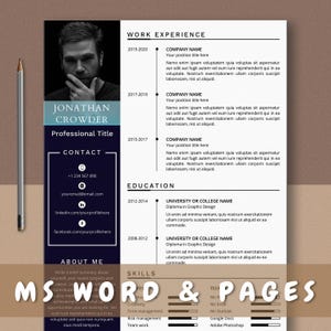 Minimalist Resume Template, Modern CV Cover Letter Design (MS Word, Pages, Instant Download)