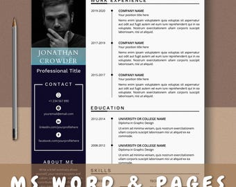Modèle de CV minimaliste, conception de lettre de motivation CV moderne (MS Word, pages, téléchargement immédiat)