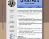 Creative Blue Resume Template, Cover Letter, References (Instant Download)