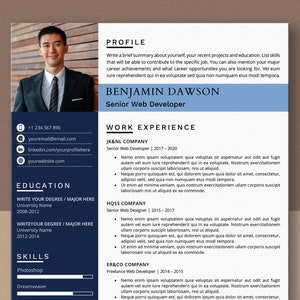 Web Developer Resume Template, Front End Developer CV, Back End Developer CV, Resume and Cover Letter Template Instant Download, Word, Pages