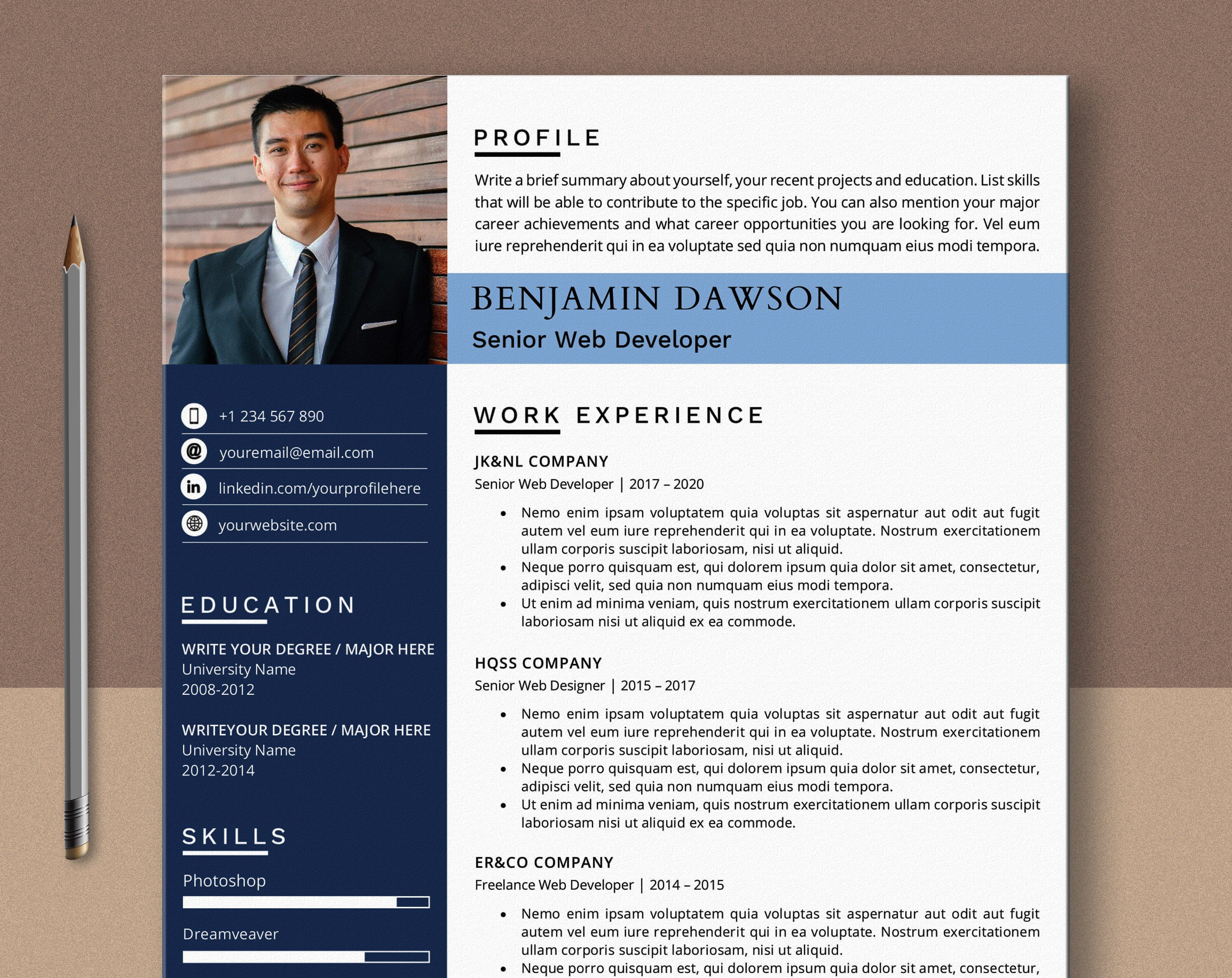 Modele De Cv De Developpeur Web Cv De Developpeur Frontal Cv Etsy Canada