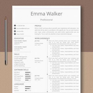 Modern Resume Template, Cover Letter, References (Digital Download)