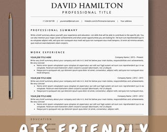 ATS Resume Template, Professional CV, Cover Letter, References (Word & Pages)