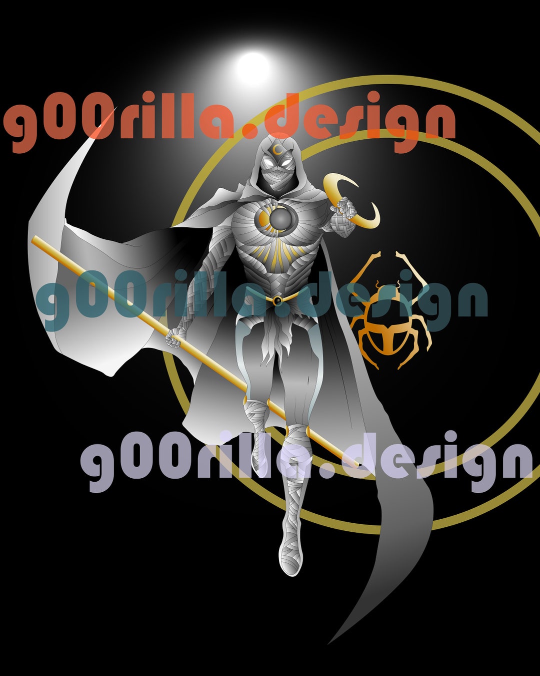 Moon Knight Vector 4800x6000px PNG SVG DXF Jpg Pdf Print - Etsy