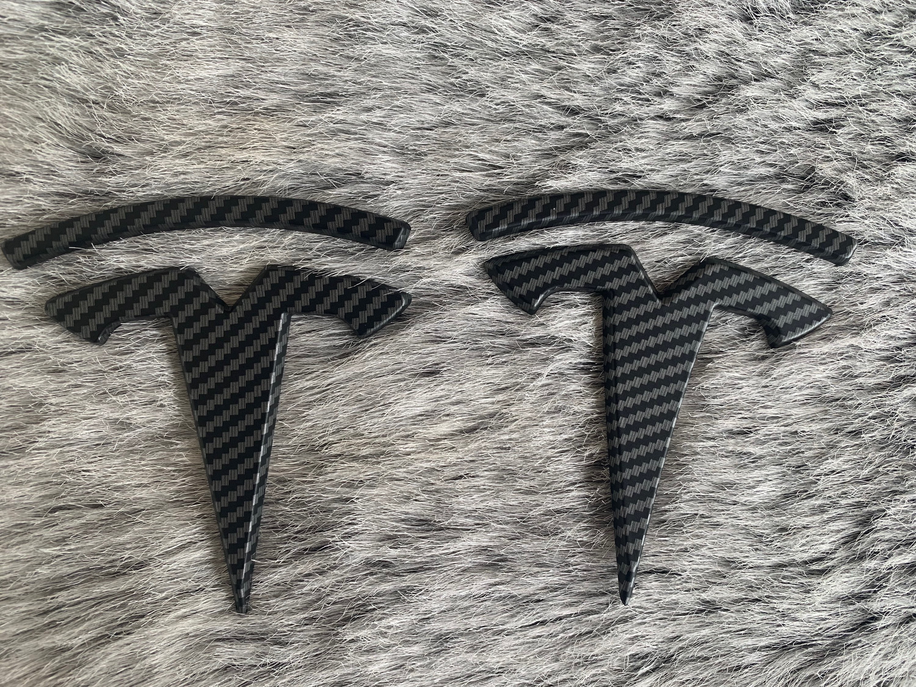 Tesla Model Y Carbon effect Front Hood and Rear Truck Badge Perfect Fit  Ship EU