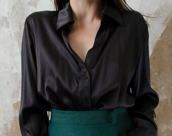 satin black tops