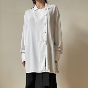 vintage white asymmetrical blouse | new romantics womens shirt, avant garde white blouse, pirate blouse | S - L